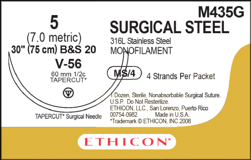 ETHICON Suture, Surgical Stainless Steel, Taper Point, CT-1, 8-18, Size ...