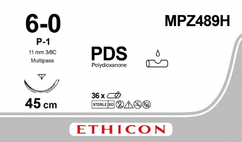 Ethicon PDS II 6-0 45cm P-1 Suture - MPZ489H