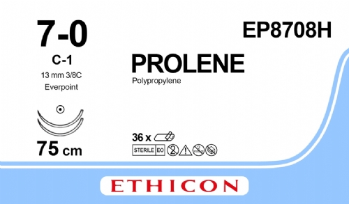 PROLENE Polypropylene Suture With EVERPOINT Technology<br/>Size: PROLENE<br/>Colour: 7-0<br/>Style: non cutting