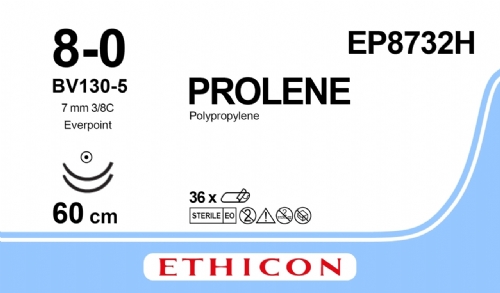 PROLENE Polypropylene Suture With EVERPOINT Technology<br/>Size: PROLENE<br/>Colour: 8-0<br/>Style: non cutting