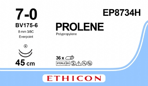 PROLENE Polypropylene Suture With EVERPOINT Technology<br/>Size: PROLENE<br/>Colour: 7-0<br/>Style: non cutting