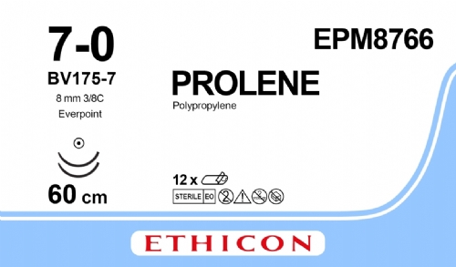 PROLENE Polypropylene Suture With EVERPOINT Technology<br/>Size: PROLENE<br/>Colour: 7-0<br/>Style: non cutting