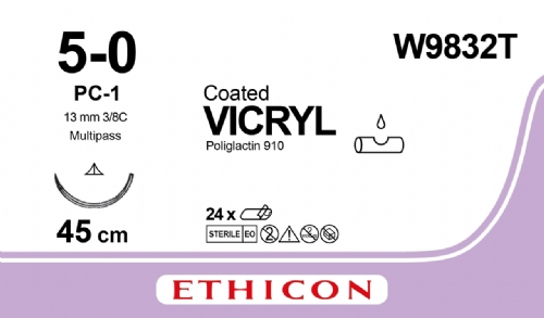 Ethicon VICRYL 5-0 45cm PC-1 Suture - W9832T
