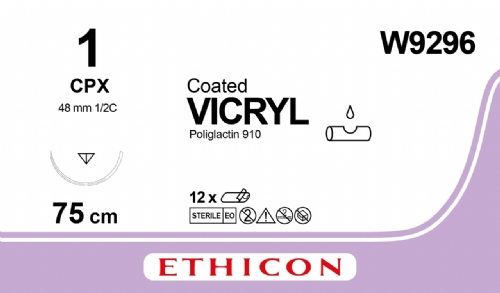 Ethicon VICRYL 75cm CPX Suture - W9296