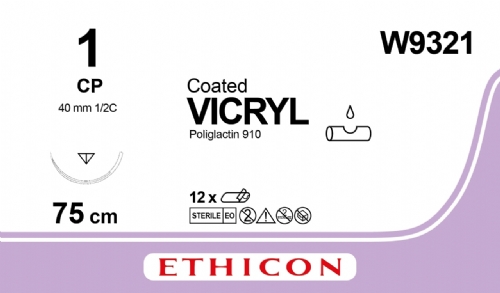 COATED VICRYL (polyglactin 910) Suture<br/>Size: VICRYL PLUS<br/>Colour: 1<br/>Style: cutting