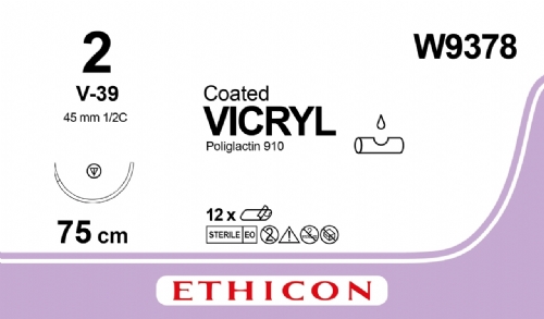 COATED VICRYL (polyglactin 910) Suture<br/>Size: VICRYL PLUS<br/>Colour: 2<br/>Style: non cutting