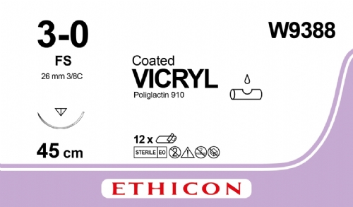 COATED VICRYL (polyglactin 910) Suture<br/>Size: VICRYL PLUS<br/>Colour: 3-0<br/>Style: cutting