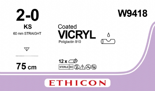 COATED VICRYL (polyglactin 910) Suture<br/>Size: VICRYL PLUS<br/>Colour: 2-0<br/>Style: cutting<br/>Size: VICRYL PLUS<br/>Colour: 2-0<br/>Style: cutting