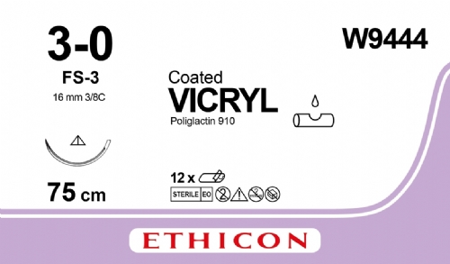 COATED VICRYL (polyglactin 910) Suture<br/>Size: VICRYL PLUS<br/>Colour: 3-0<br/>Style: cutting<br/>Size: VICRYL PLUS<br/>Colour: 3-0<br/>Style: cutting