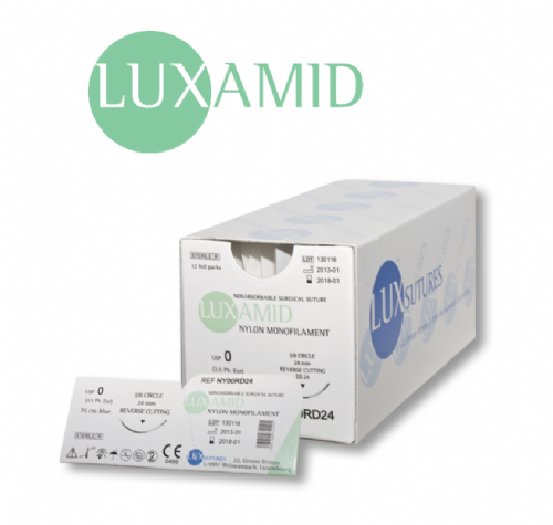 LUXAMID Nylon Monofilament Non-Absorbable Surgical Suture — USP 8/0, 15 cm, 3/8 Circle Micro Taper Needle 5.1 mm