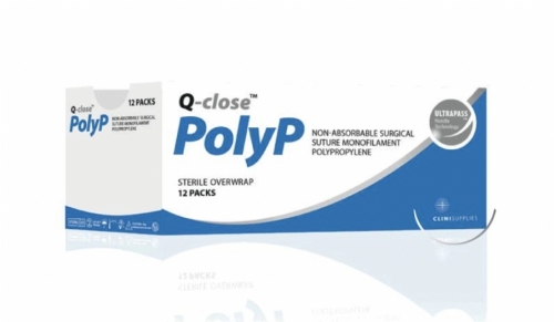 Q-close Poly P Non-Absorbable Monofilament Polypropylene Surgical Suture – USP 3/0 – 45 cm – Blue – 3/8 Circle Conventional Cutting Precision 19 mm Needle (Box of 12)