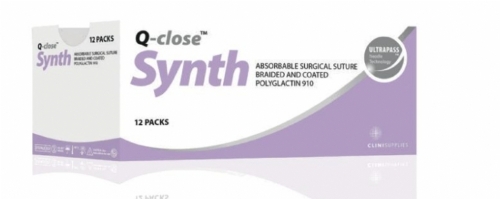 Q-close SYNTH Absorbable Polyglactin 910 Suture – USP 4-0 – 75 cm – Undyed – 3/8 Circle Conventional Cutting Precision 26 mm Needle (Box of 12)