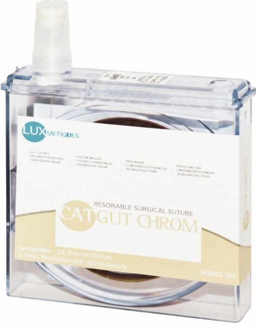 LuxSutures CATGUT CHROM Veterinary Absorbable Surgical Suture – USP 1 – 50 cm – Brown – Cassette (1 Pc.)