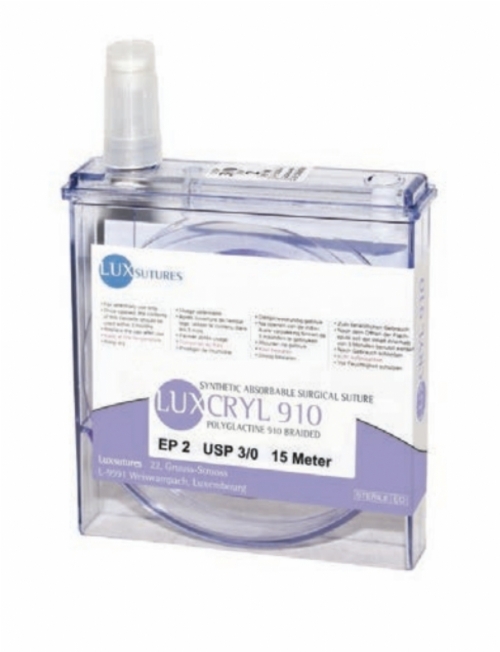 LuxSutures LUXCRYL 910 Absorbable Veterinary Surgical Suture – USP 6 – Violet – PGLA (Polyglycolic Acid 90% / Lactic Acid 10%) Braided Suture – 25 cm (1 pc)