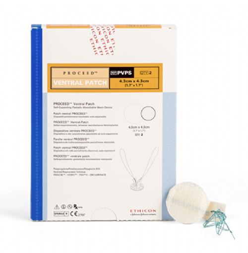 Ethicon PROCEED™ Ventral Patch Composite Absorbable Surgical Mesh – 6.4 cm × 6.4 cm – Medium – Hernia Mesh & Fixation – PVPM (Box of 2)