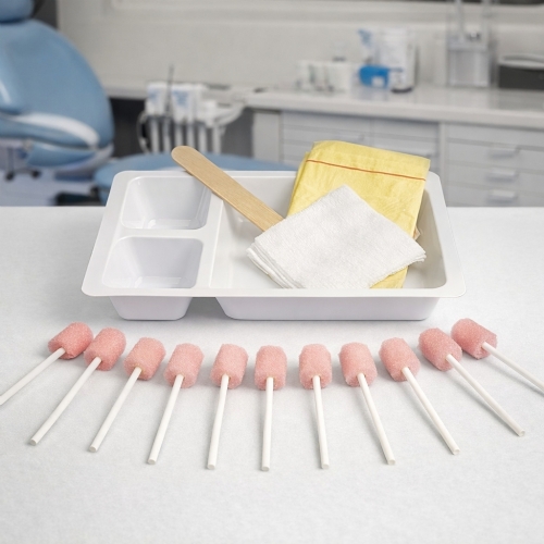 Oral Hygiene Procedure Pack Non-Sterile – Foam Swabs, Gauze, Tray & Tongue Depressor – BP1014