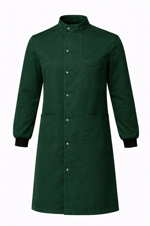 Howie Coat Stud Fastening Rib Cuff - 100% Cotton - Bottle Green