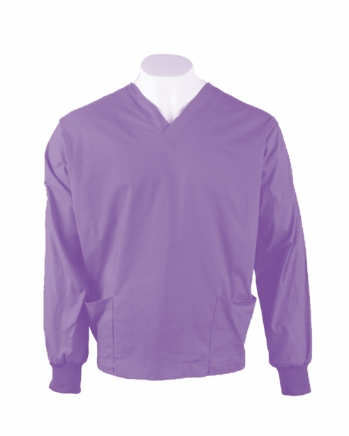 Lavender Long Sleeve Scrub Top Elastic Cuff 100% Cotton