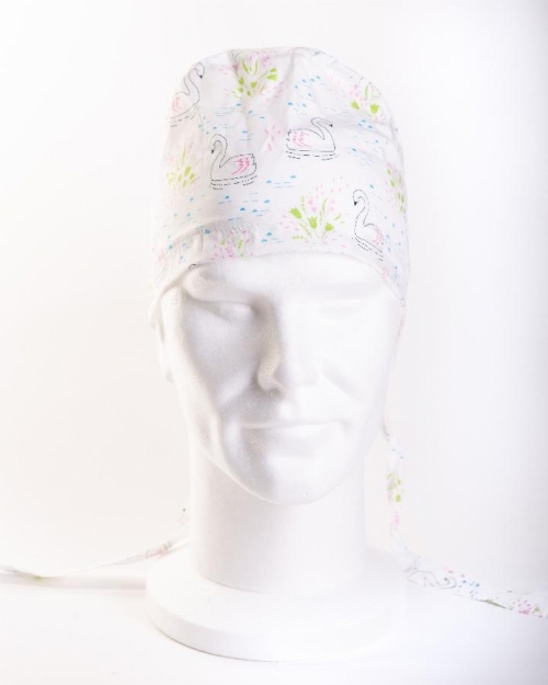 White Majestic Swan Surgeons Hat 100% Cotton