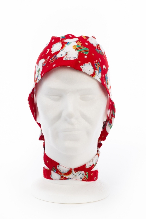 Red Christmas Bear Surgeons Hat 100% Cotton